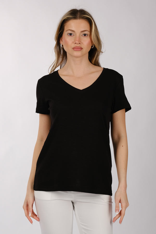 Daido Kadın Oversize V Yaka Kısa Kol Minimalist T-Shirt