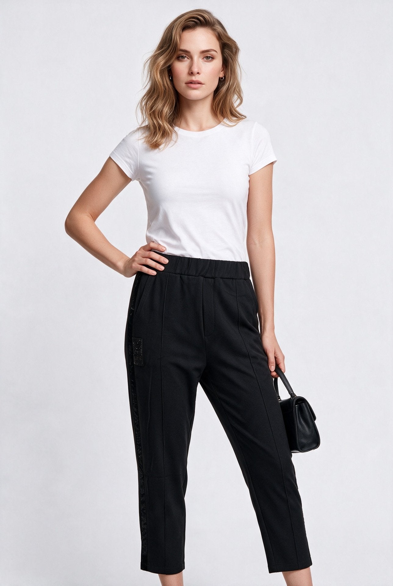 Daıdo Kadın Lastik Belli Tapered Fit Dikiş Detaylı Jogger Pantolon İkincil görsel