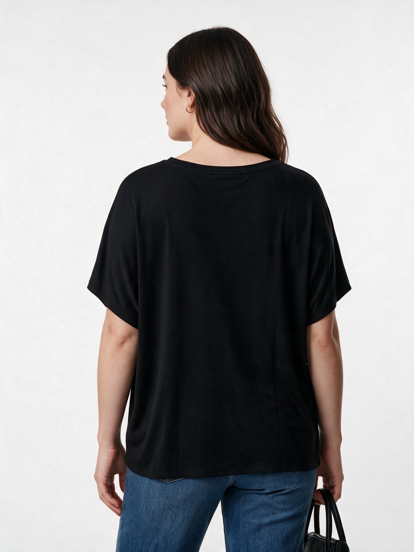 Daıdo Kadın Bisiklet Yaka Rahat Kesim Dokulu Panel Bağcık Detaylı Kısa Kollu T-Shirt İkincil görsel