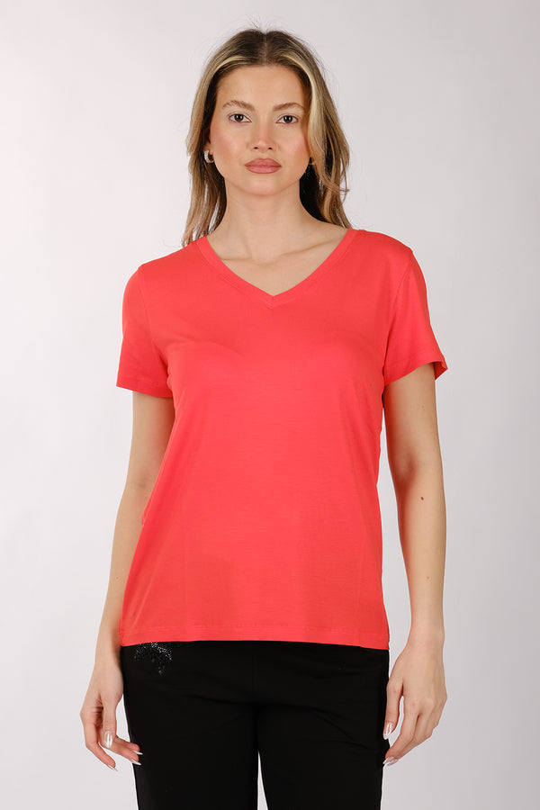 Daıdo Minimalist V Yaka Kısa Kol Kadın T-Shirt - Günlük Kullanım