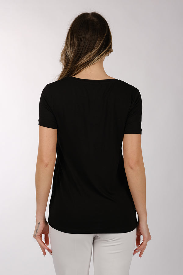 Daıdo Minimalist V Yaka Kısa Kol Kadın T-Shirt - Günlük Kullanım