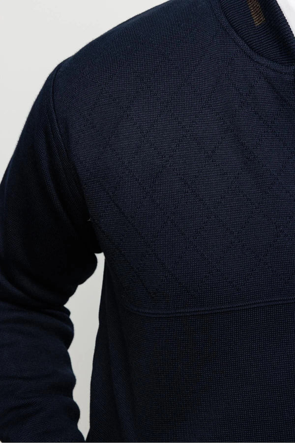 Desen Erkek Fermuarlı Uzun Kol Kazak - Minimalist Tarz