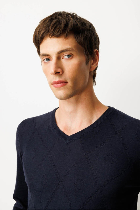 كنزة رجالية منقوشة 25KDSN25604