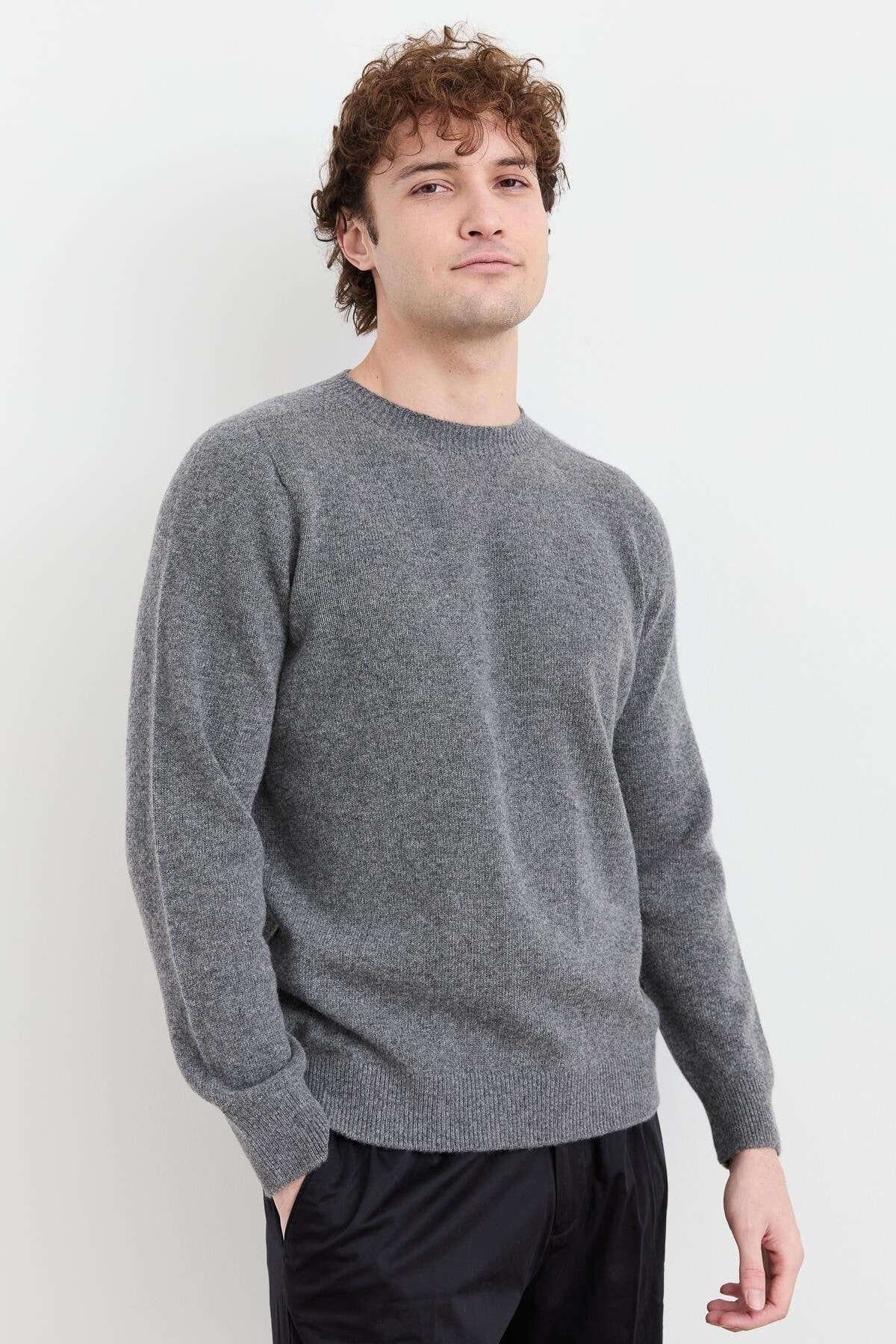 Desen Erkek Minimalist Yuvarlak Yaka Uzun Kol Kazak - Günlük Stil Ana görsel