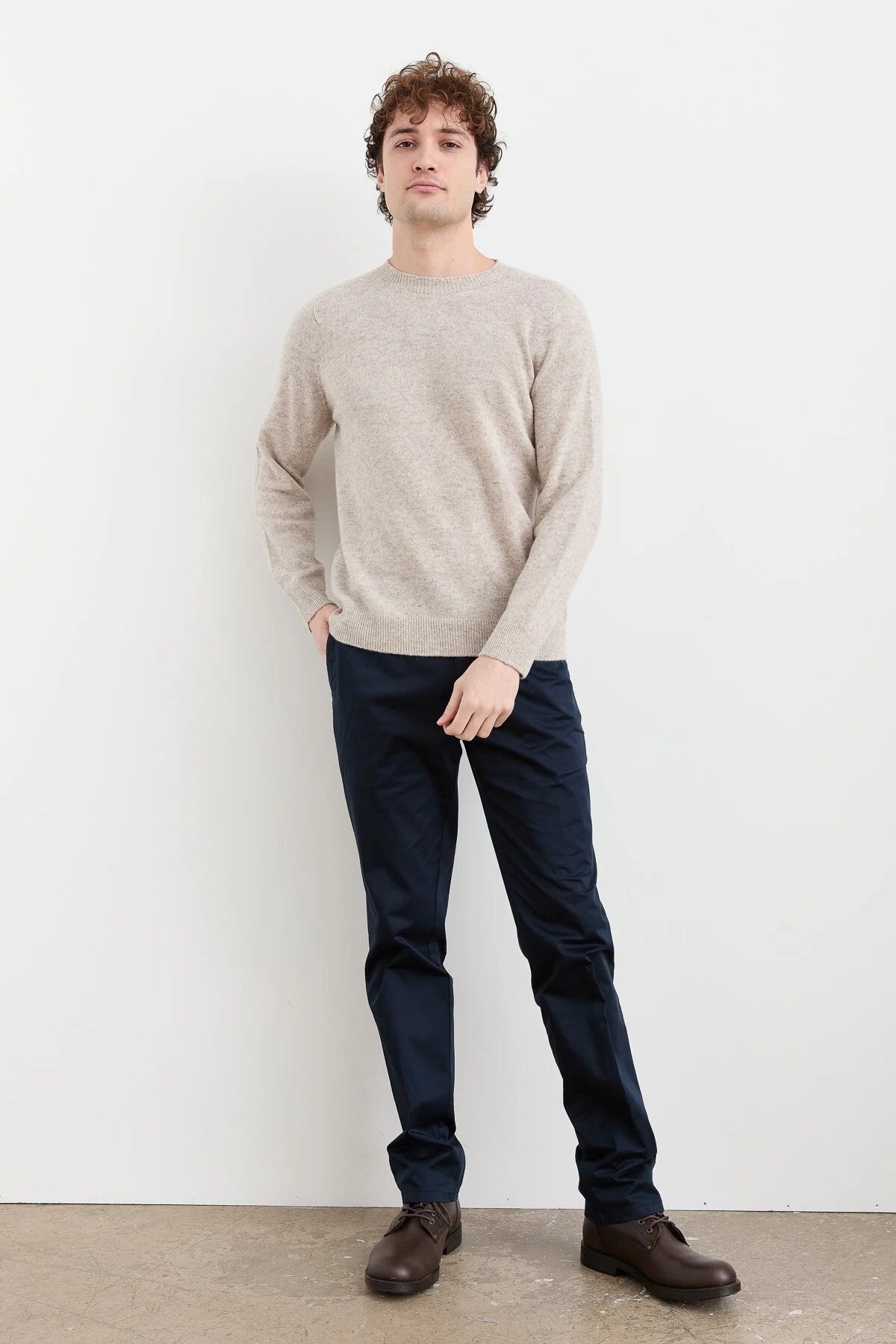 Desen Erkek Minimalist Yuvarlak Yaka Uzun Kol Kazak - Günlük Stil