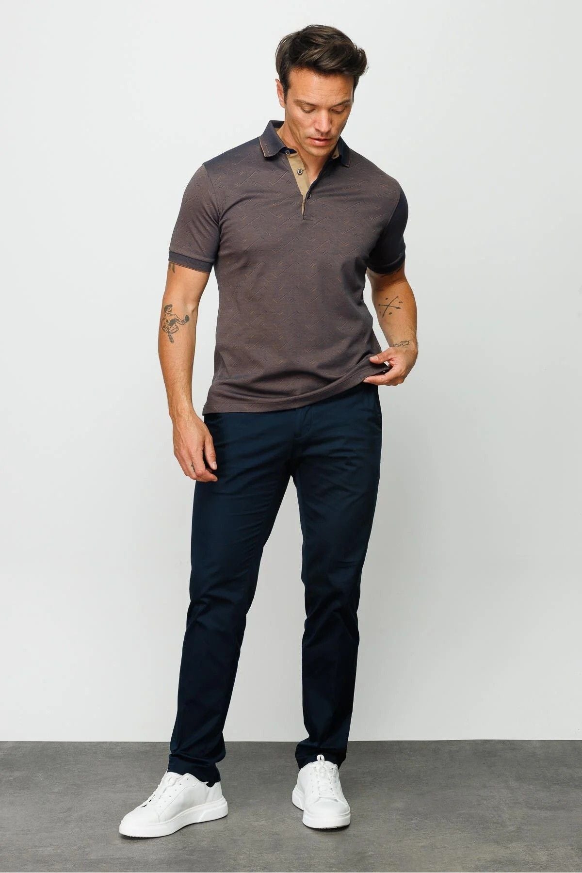 Desen Erkek Polo Yaka T-Shirt - Minimalist & Rahat