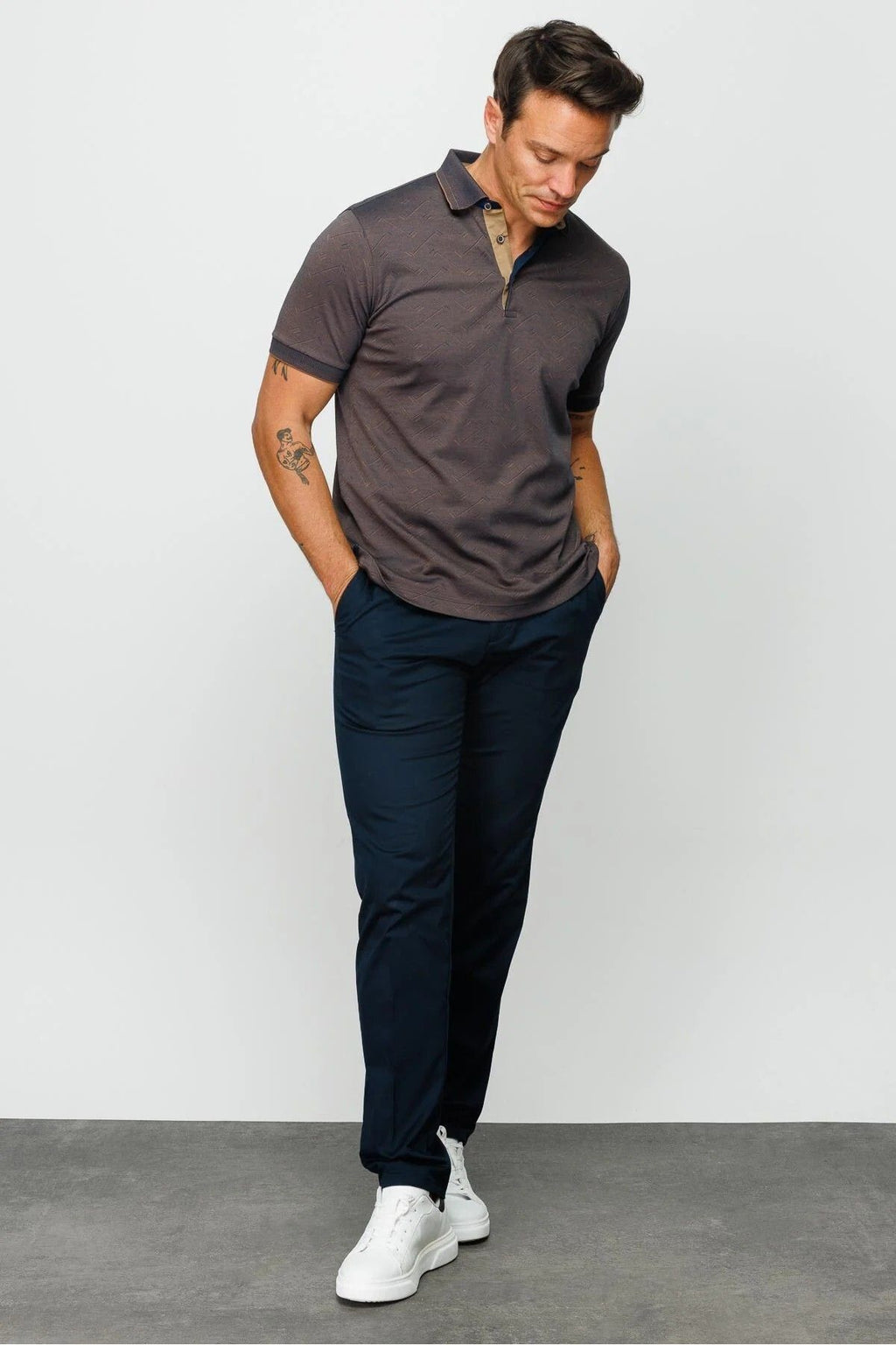 Desen Erkek Polo Yaka T-Shirt - Minimalist & Rahat