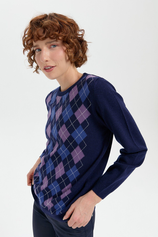 بلوزة نسائية منقوشة DSN24K24035