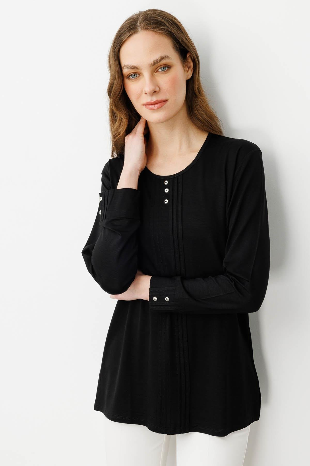 Desen Minimalist Oversize Uzun Kol Kadın Bluz - Rahat ve Şık