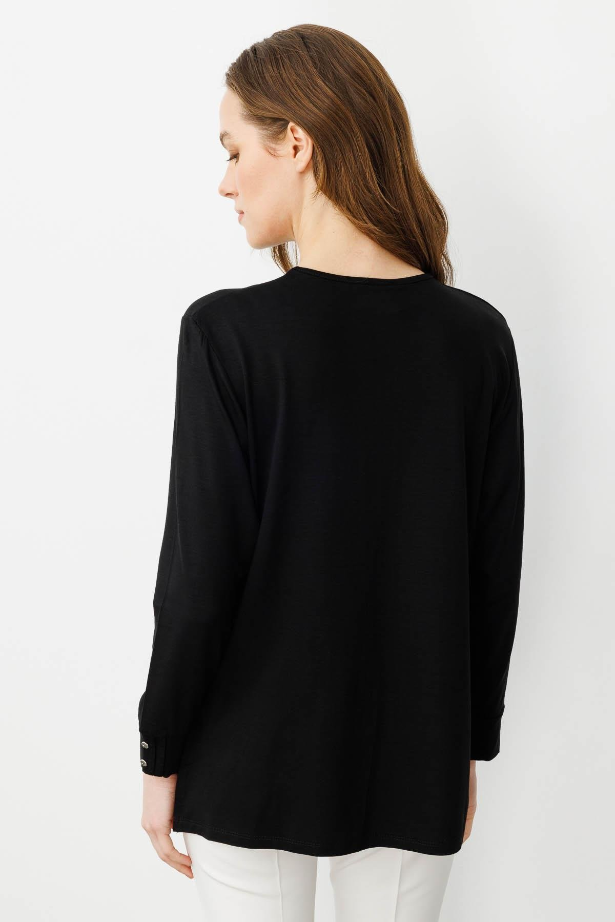 Desen Minimalist Oversize Uzun Kol Kadın Bluz - Rahat ve Şık