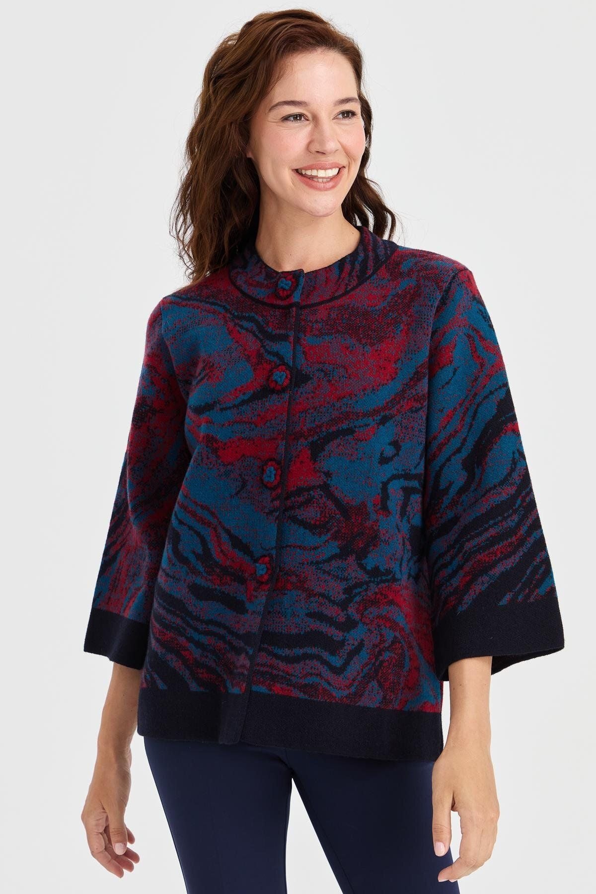 Desen Minimalist Oversize 3/4 Kol Kadın Ceket - Günlük Şıklık