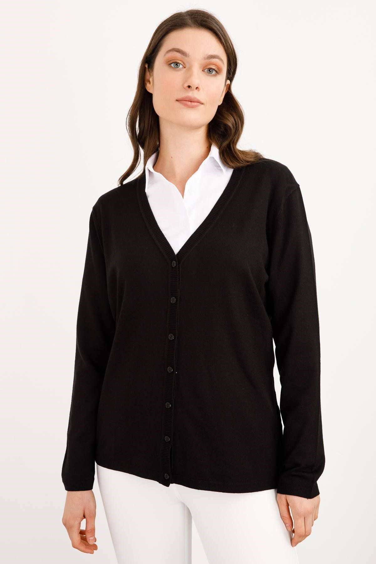 Desen Kadın V Yaka Uzun Kol Oversize Ceket - Günlük & İş Translation missing: ar.content.product_image_main