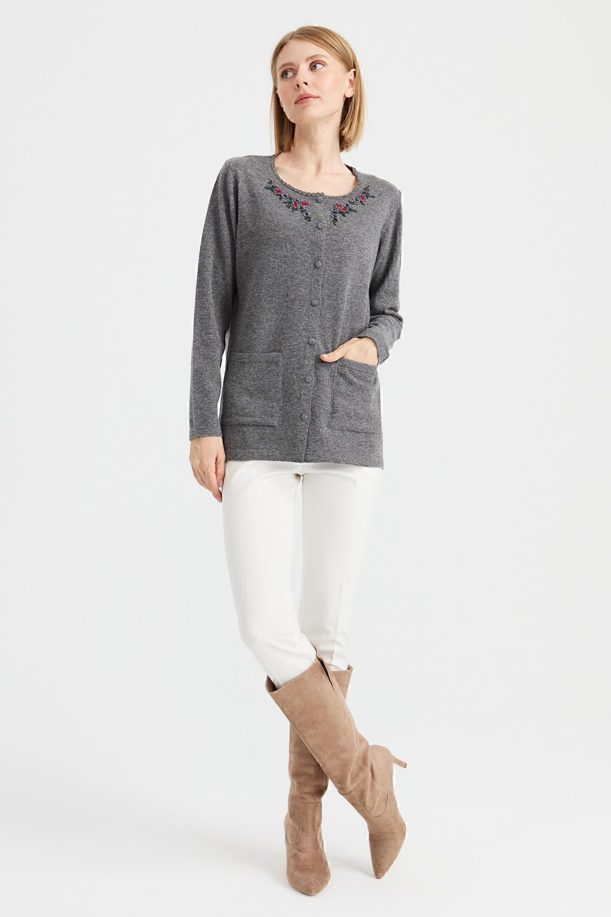Desen Kadın Oversize Nakışlı Minimalist Ceket - Yeni Sezon