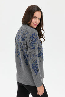 Desen Kadın Çiçek Desenli Akrilik Dokuma Bisiklet Yaka Regular Kalıp Kaban 25KDSN24019