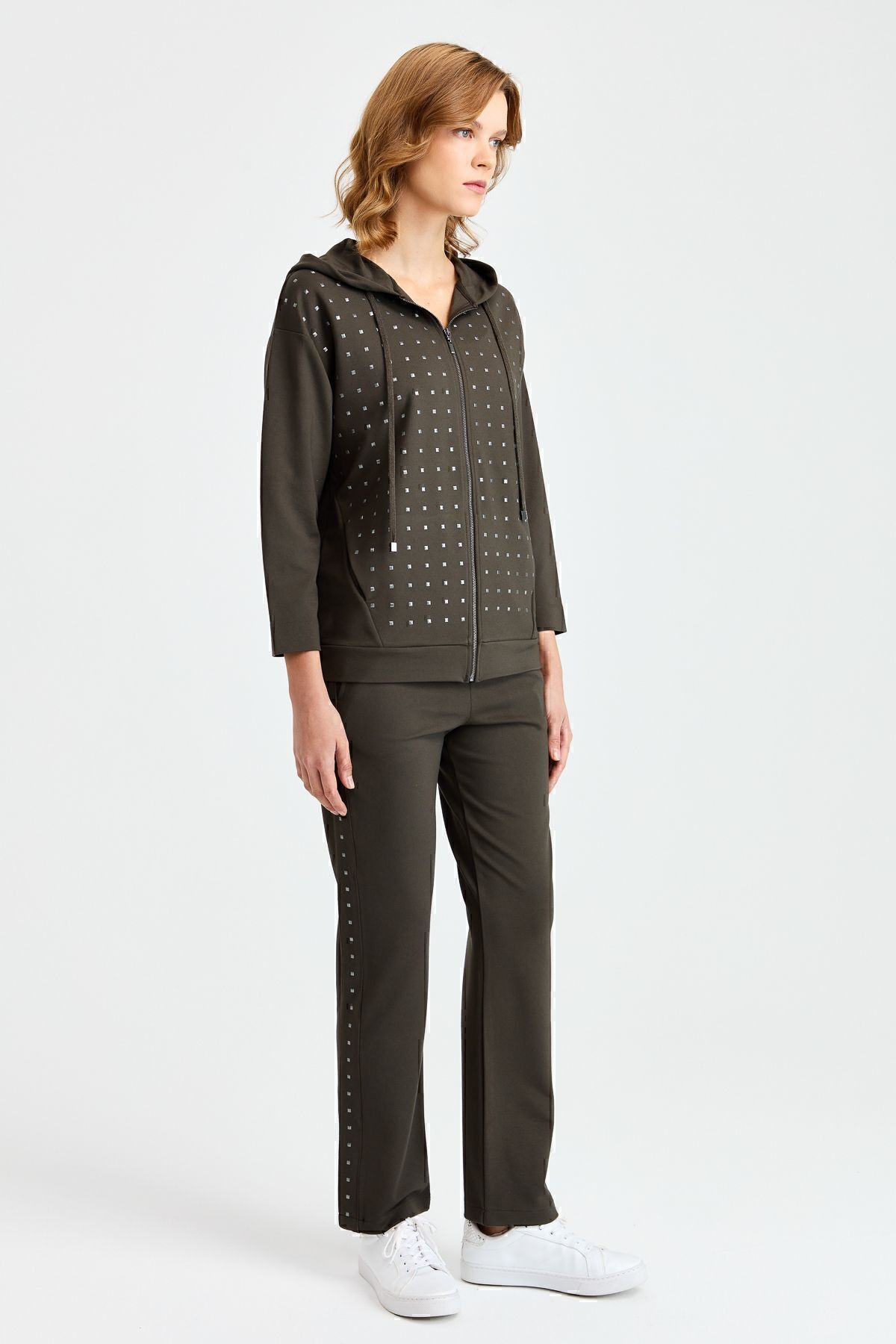Desen Kadın Oversize Kapüşonlu Pijama Takımı - Minimalist Stil Translation missing: ar.content.product_image_secondary