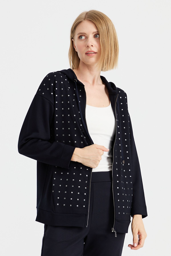 Desen Kadın Oversize Kapüşonlu Pijama Takımı - Minimalist Stil