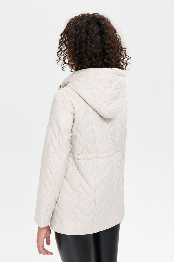 Desen Kadın Kapüşonlu Oversize Midi Kaban - Minimalist Tarz