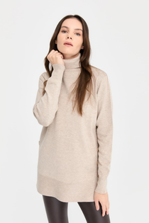 Desen Kadın Oversize Boğazlı Uzun Kol Kazak - Minimalist Stil