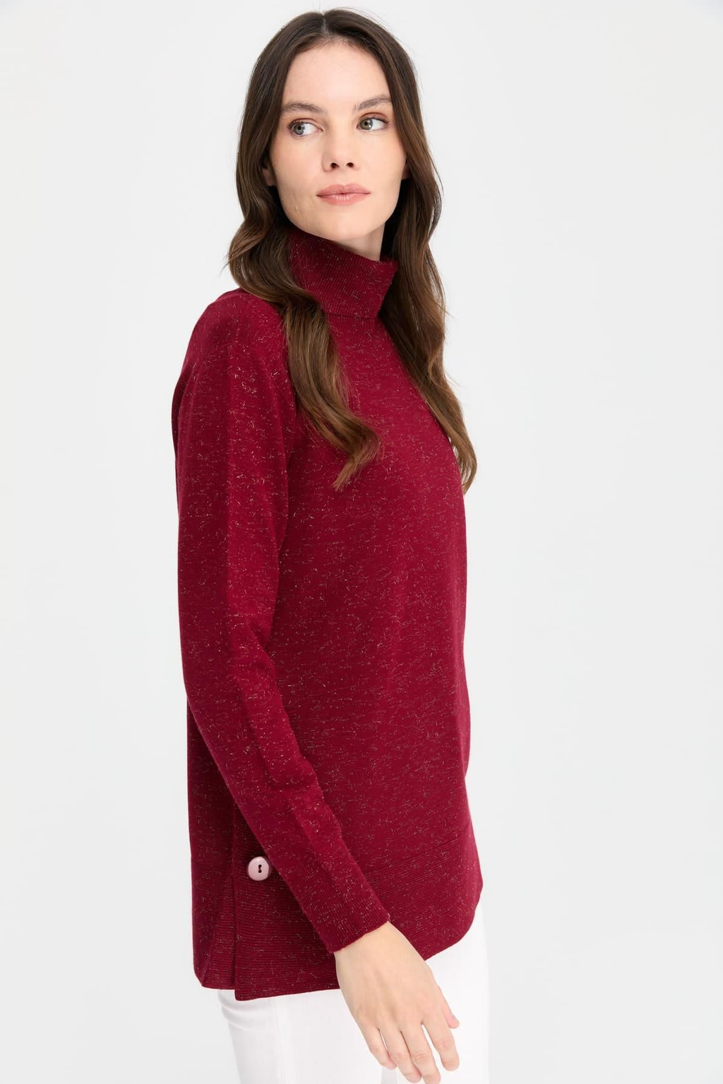 Desen Kadın Oversize Boğazlı Uzun Kol Kazak - Minimalist Stil