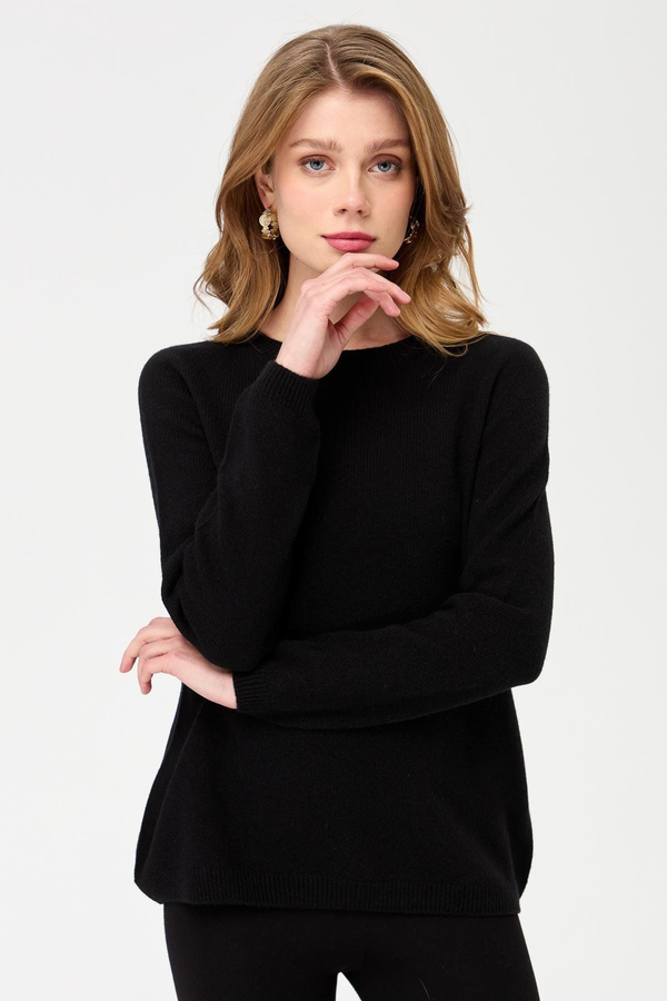 Desen Kadın Minimalist Yuvarlak Yaka Uzun Kol Kazak - Günlük Stil