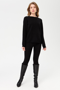 Desen Kadın Minimalist Yuvarlak Yaka Uzun Kol Kazak - Günlük Stil