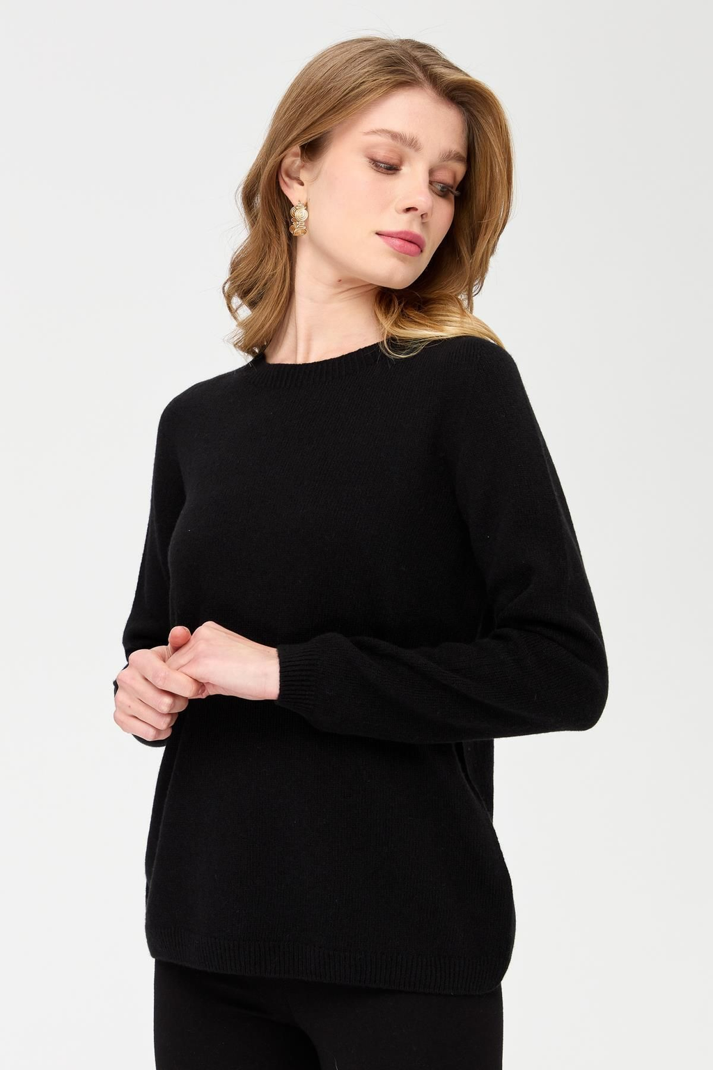 Desen Kadın Minimalist Yuvarlak Yaka Uzun Kol Kazak - Günlük Stil