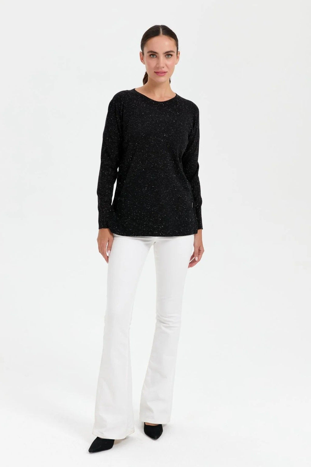 Desen Kadın Minimalist Uzun Kol Kazak - Regular Fit Yuvarlak Yaka