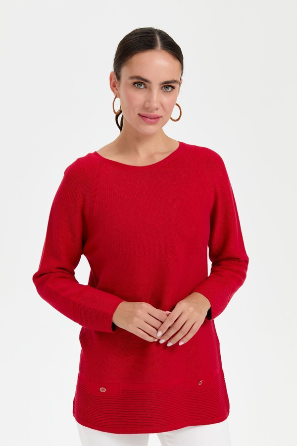 Desen Oversize Uzun Kol Kadın Kazak - Minimalist Stil