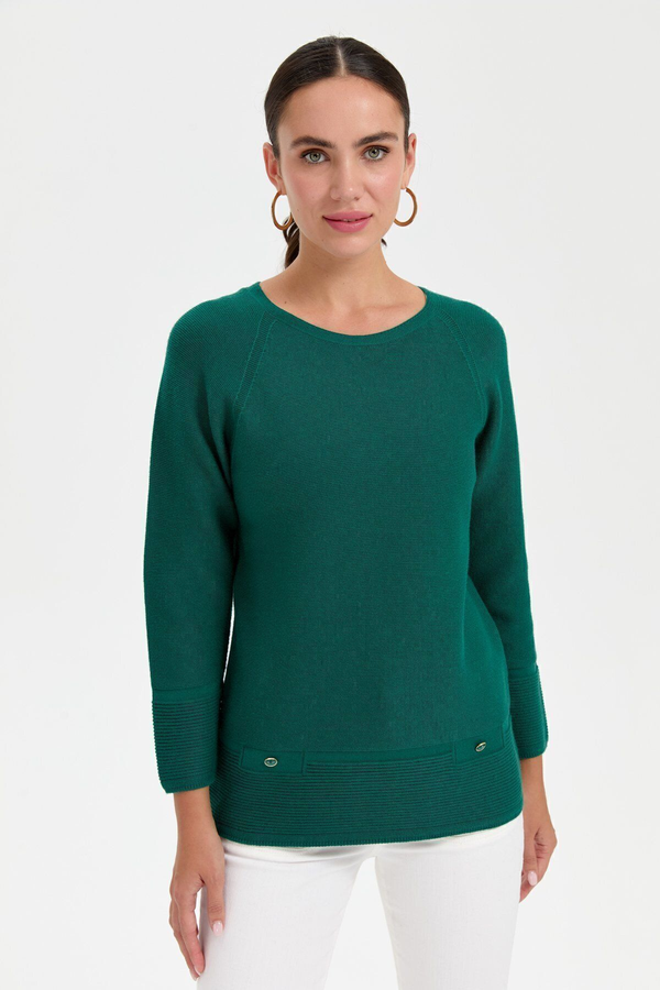 Desen Oversize Uzun Kol Kadın Kazak - Minimalist Stil