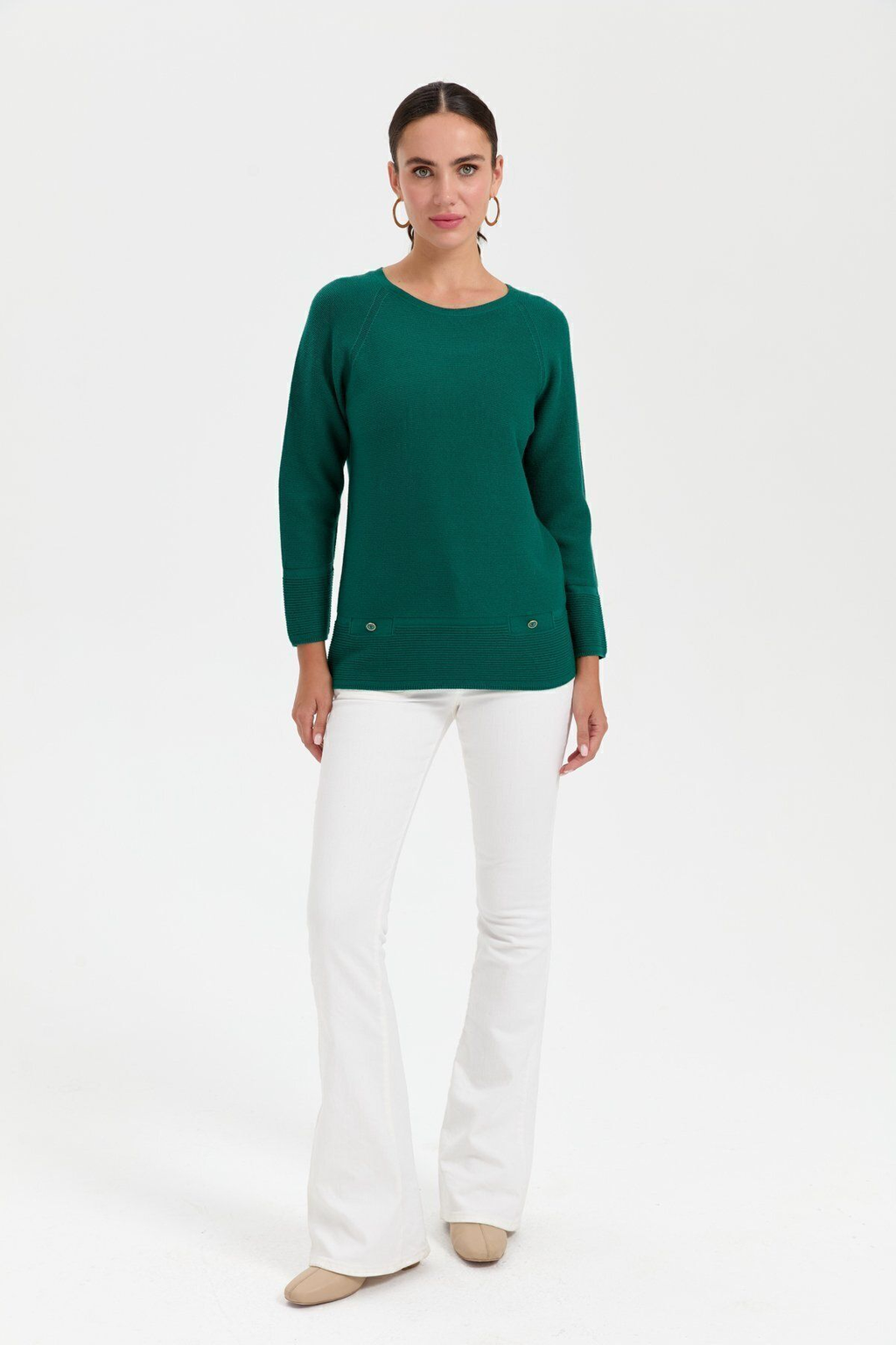 Desen Oversize Uzun Kol Kadın Kazak - Minimalist Stil