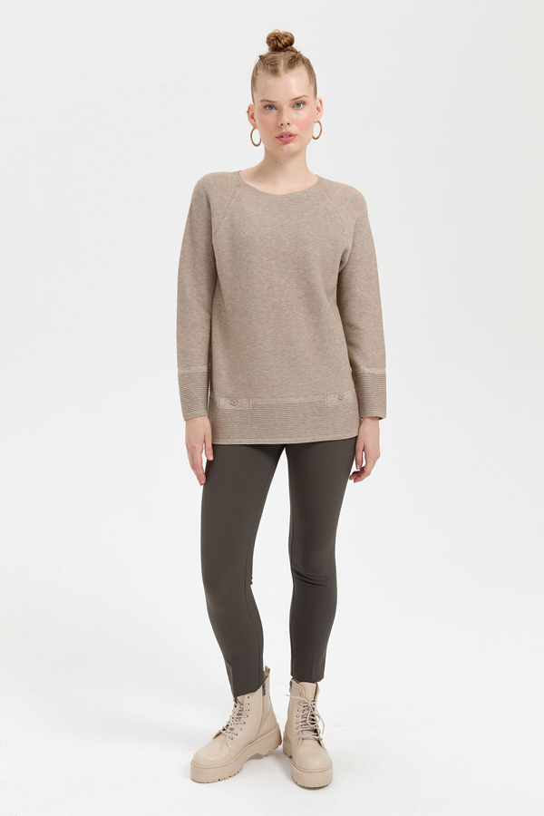 Desen Oversize Uzun Kol Kadın Kazak - Minimalist Stil