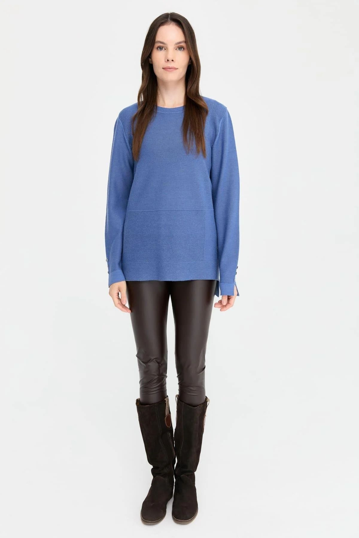Desen Kadın Oversize Kazak - Minimalist, Uzun Kol, Yuvarlak Yaka