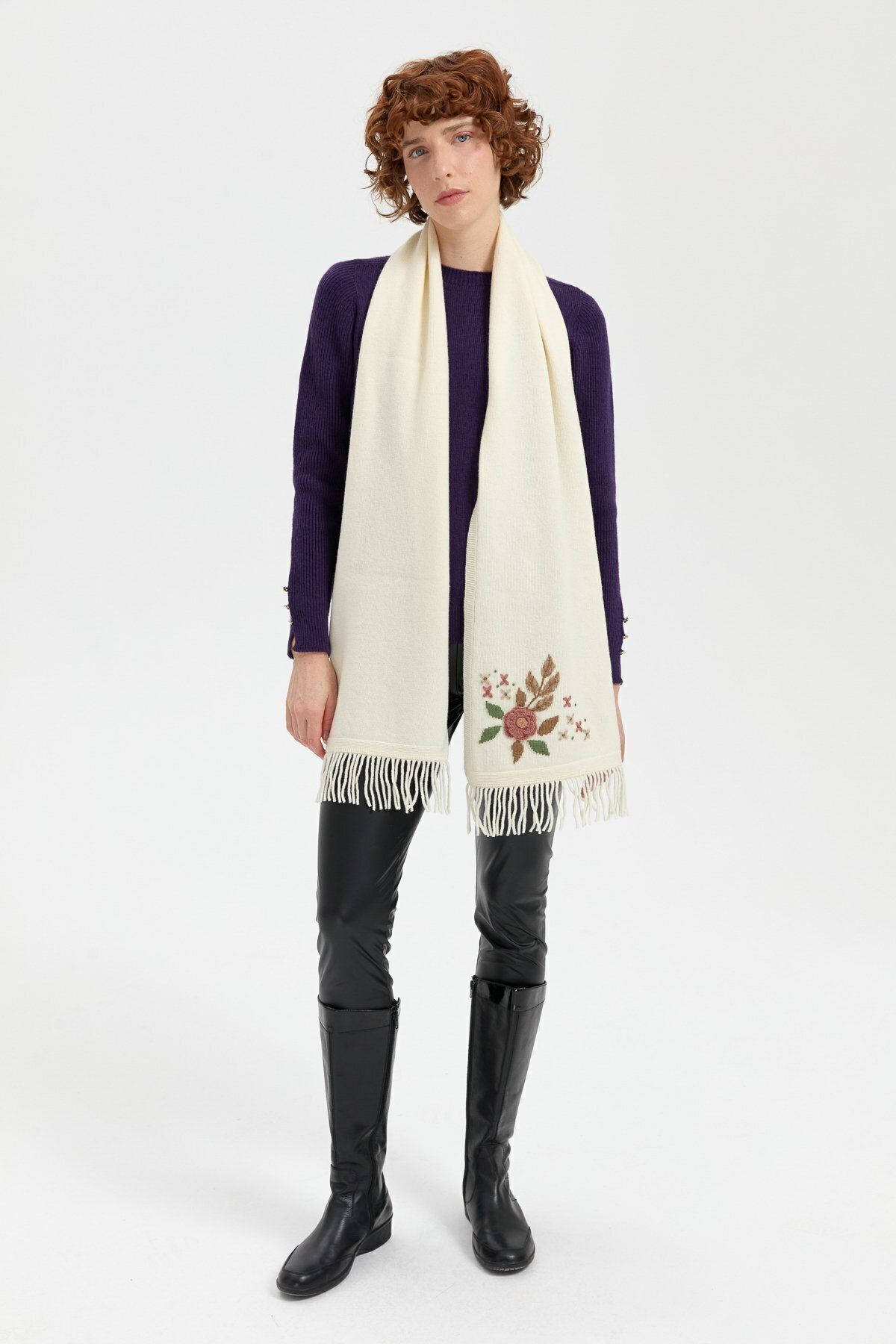 Desen Minimalist Nakışlı Oversize Kadın Şal - Yumuşak & Şık Translation missing: tr.content.product_image_main