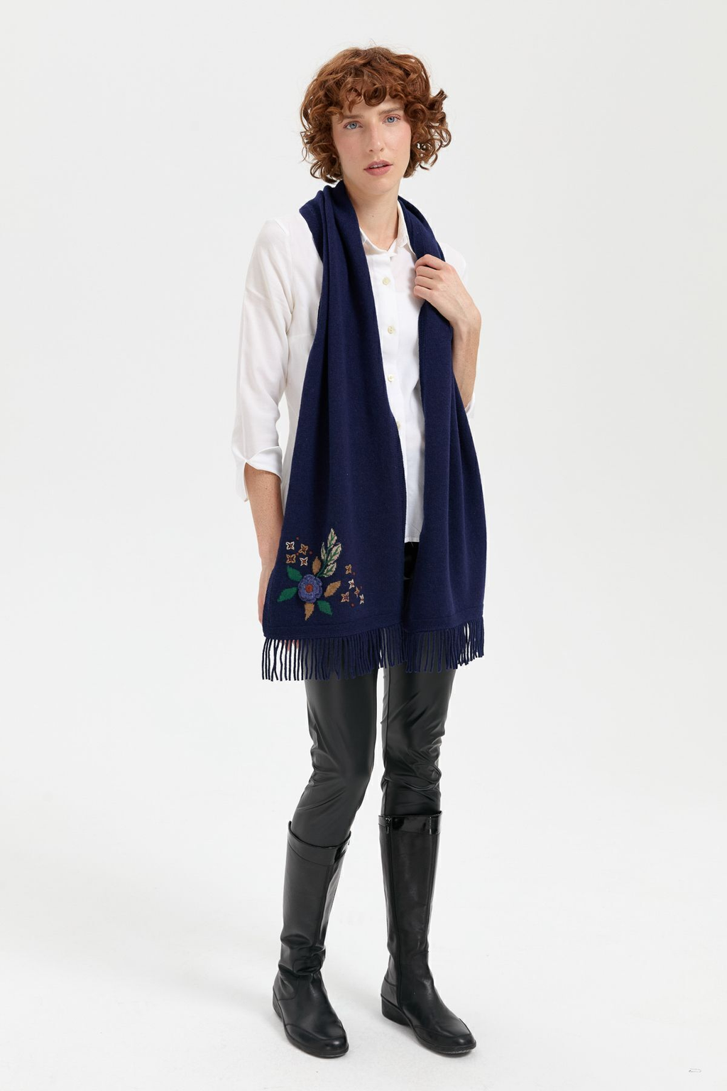 Desen Minimalist Nakışlı Oversize Kadın Şal - Yumuşak & Şık