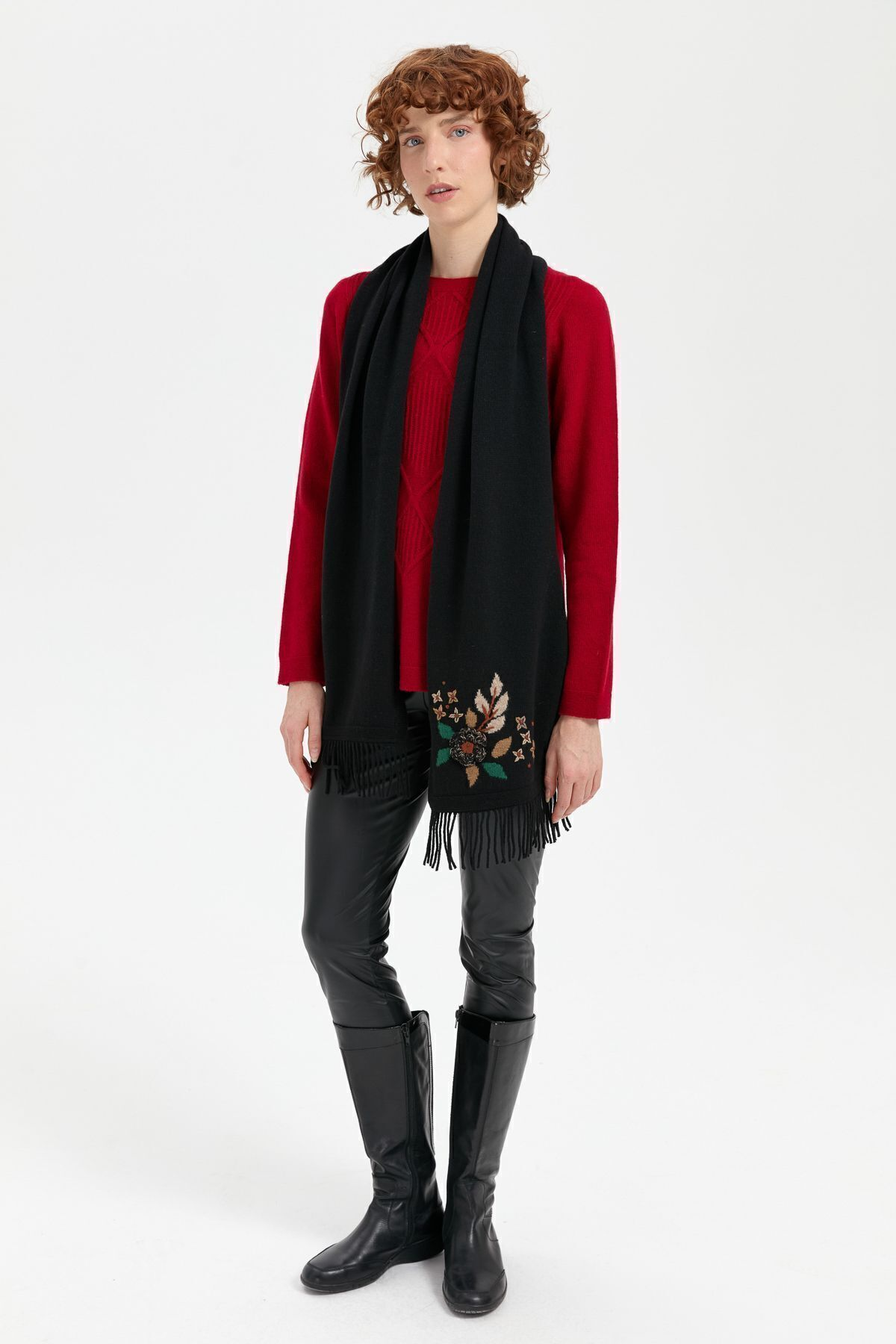 Desen Minimalist Nakışlı Oversize Kadın Şal - Yumuşak & Şık