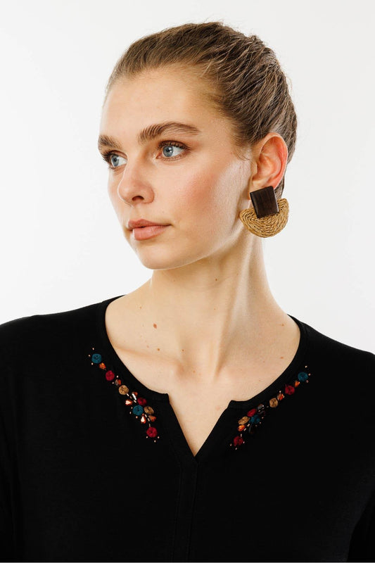 قميص نسائي من القطن الجيرسي بنقشة DSN25705 