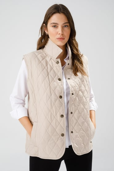 Desen Kolsuz Kapitone Yelek - Minimalist Oversize Günlük Ana görsel