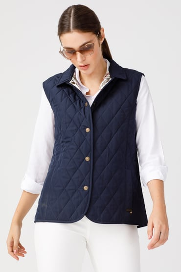 Desen Kolsuz Kapitone Yelek - Minimalist Oversize Günlük İkincil görsel