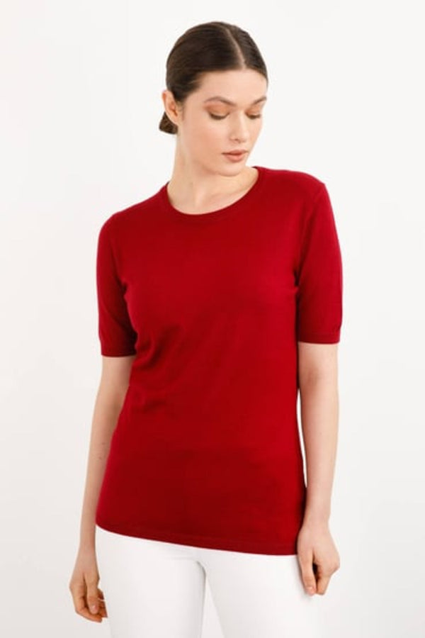Desen Minimalist Oversize Yuvarlak Yaka Kısa Kol Kadın Bluz - Günlük & Şık