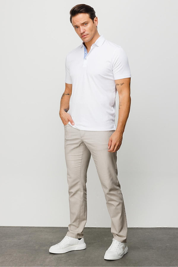 Desen Minimalist Polo Yaka Erkek T-Shirt - Kısa Kol - Rahat