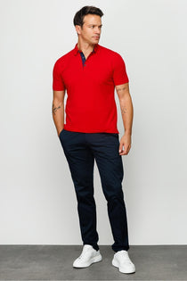Desen Minimalist Polo Yaka Kısa Kol Erkek T-Shirt - Rahat ve Şık