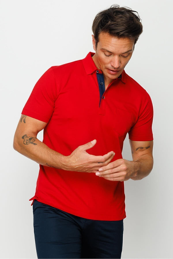 Desen Minimalist Polo Yaka Kısa Kol Erkek T-Shirt - Rahat ve Şık