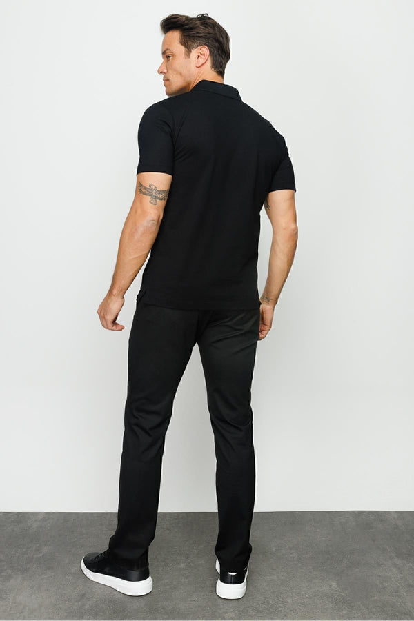 Desen Minimalist Polo Yaka Kısa Kol Erkek T-Shirt - Rahat ve Şık