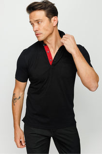 Desen Minimalist Polo Yaka Kısa Kol Erkek T-Shirt - Rahat ve Şık