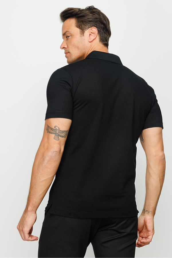 Desen Minimalist Polo Yaka Kısa Kol Erkek T-Shirt - Rahat ve Şık