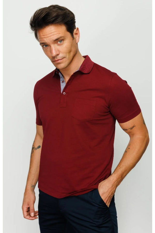 Desen Minimalist Polo Yaka Kısa Kol Erkek T-Shirt - Rahat ve Şık