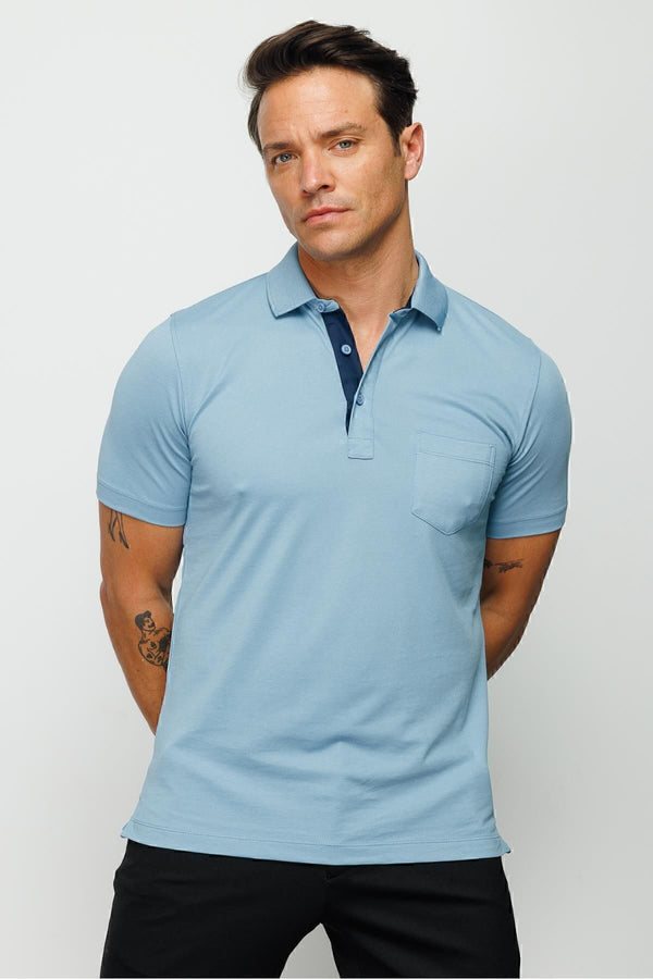 Desen Minimalist Polo Yaka Kısa Kol Erkek T-Shirt - Rahat ve Şık