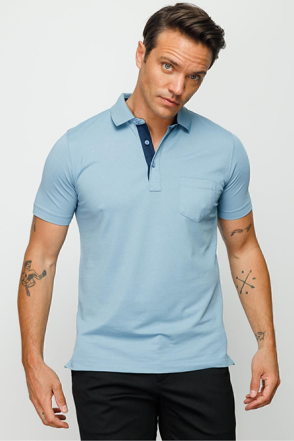 Desen Minimalist Polo Yaka Kısa Kol Erkek T-Shirt - Rahat ve Şık