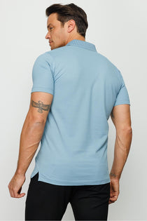 Desen Minimalist Polo Yaka Kısa Kol Erkek T-Shirt - Rahat ve Şık