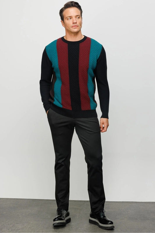 Desen Minimalist Vintage Erkek Uzun Kol Kazak - Regular Fit